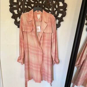 LC Lauren Conrad Pink Plaid Trench Coat